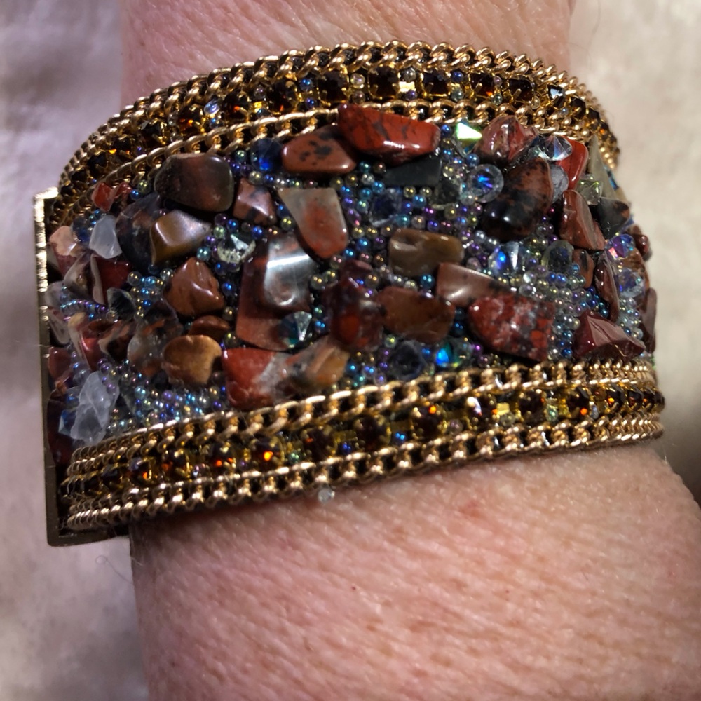 Gorgeous Artisan Gemstone & Leather Bracelet - Picture 4 of 11
